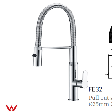 Aqua Series Pull-Out Kitchen Mixer – Chrome Finish