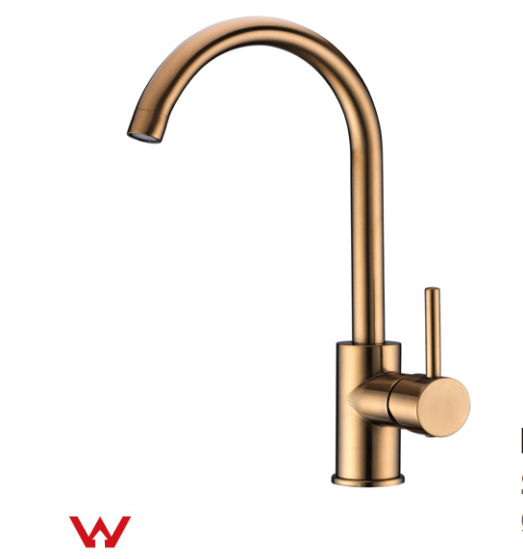 Aqua Series Gooseneck Kitchen Mixer – Brushed Gold Finish