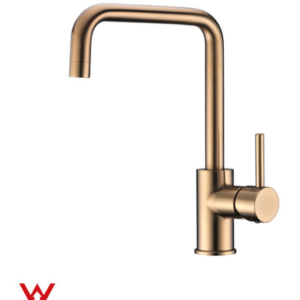 Aqua Series Square Neck Kitchen Mixer – Brushed Gold Finish