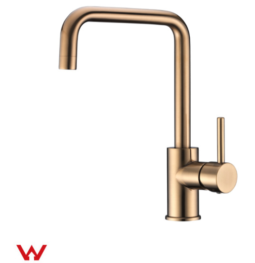 Aqua Series Square Neck Kitchen Mixer – Brushed Gold Finish