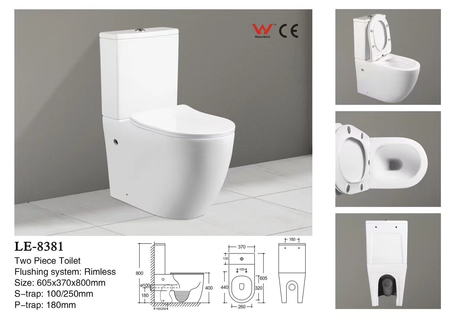 Rimless Two Piece Toilet – Gloss White Finish