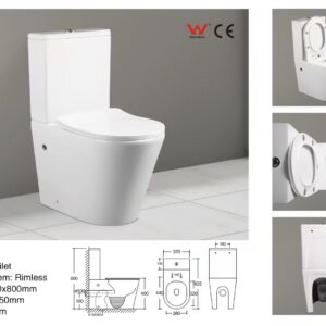 Rimless Two Piece Toilet – Gloss White Finish