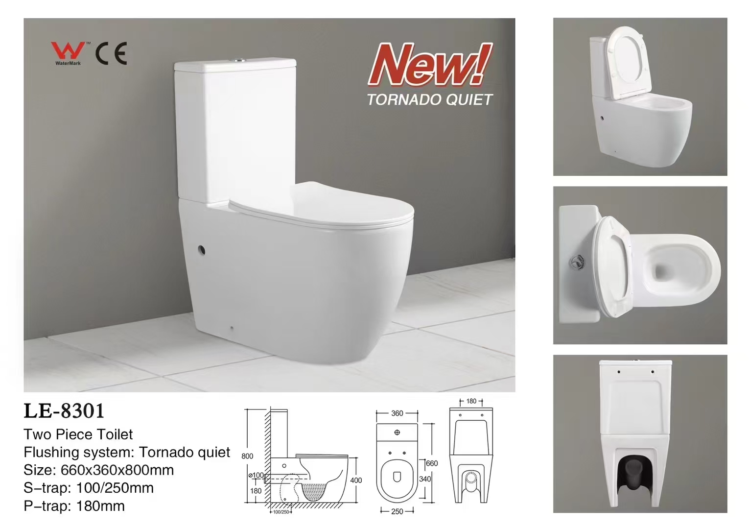 Tornado Quiet Two Piece Toilet – Gloss White Finish